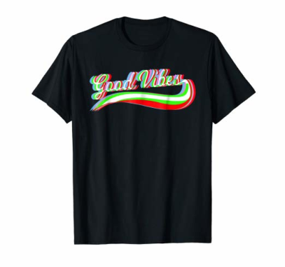 Amazon.com: Cool Trippy Glitch Good Vibes Rave T-Shirt - Tail ...