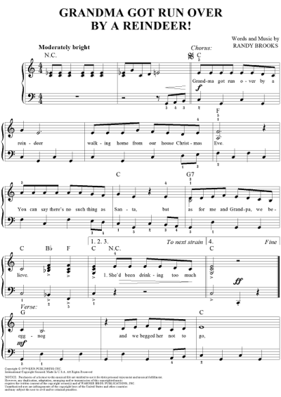 Randy Brooks - Grandma Got Run Over By a Reindeer! Sheet Music ...