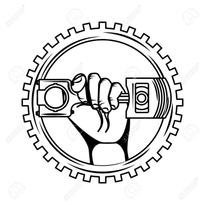Hand Holding Piston Car Industry On Gear Vector Illustration ...