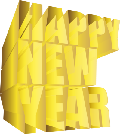  New Year Yellow Font For Happy Getaways