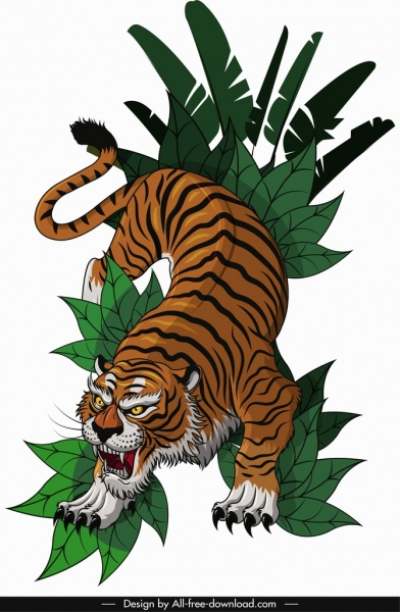 tiger-icon-hunting-gesture-sketch-colored-cartoon-design_6840729