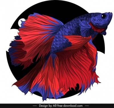 ornamental-fish-icon-red-violet-sketch-3d-design_6841034
